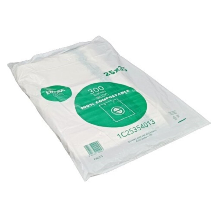 Bolsa Mercado Bloc Compostable 25x35 cm.  g-50 (pq. 300 bl.)