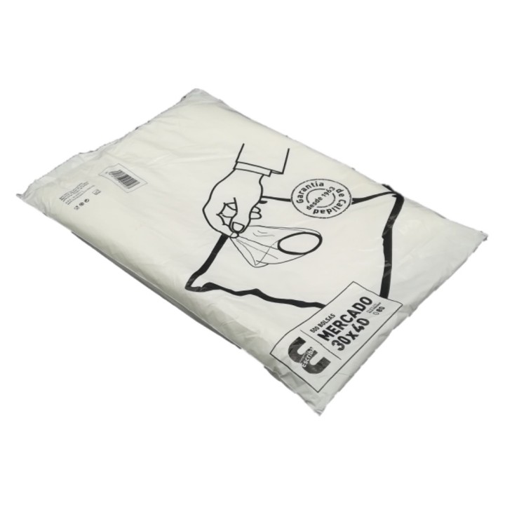 Bolsa Mercado plástico 30x40 cm.  g-80 incoloro (pq. 500 bl.)