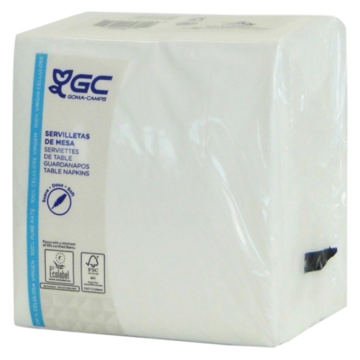 Servilleta 30x30 cm. 2 h. blanca (pq. 100 serv.)