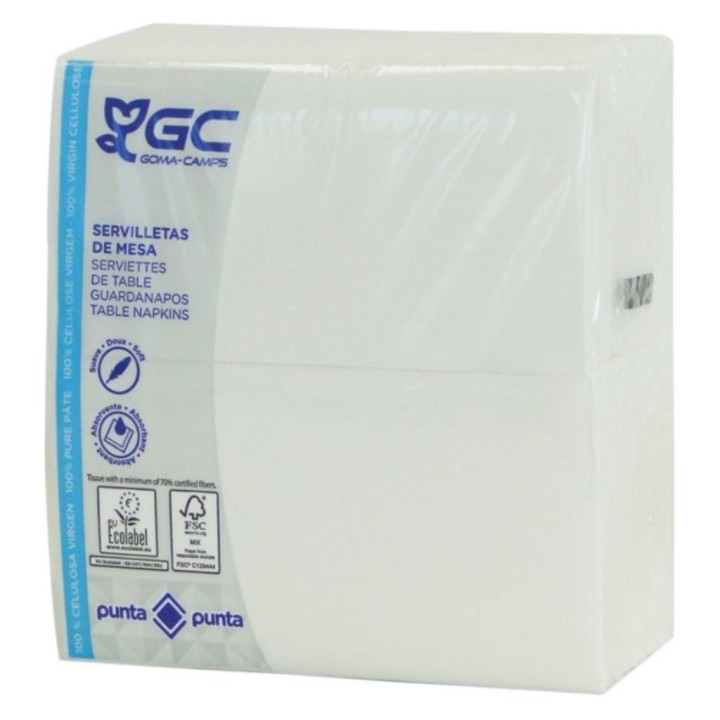 Servilleta plegado 1/6 p&p 30x40 cm.  2 h. blanco (cj. 3000 serv.)