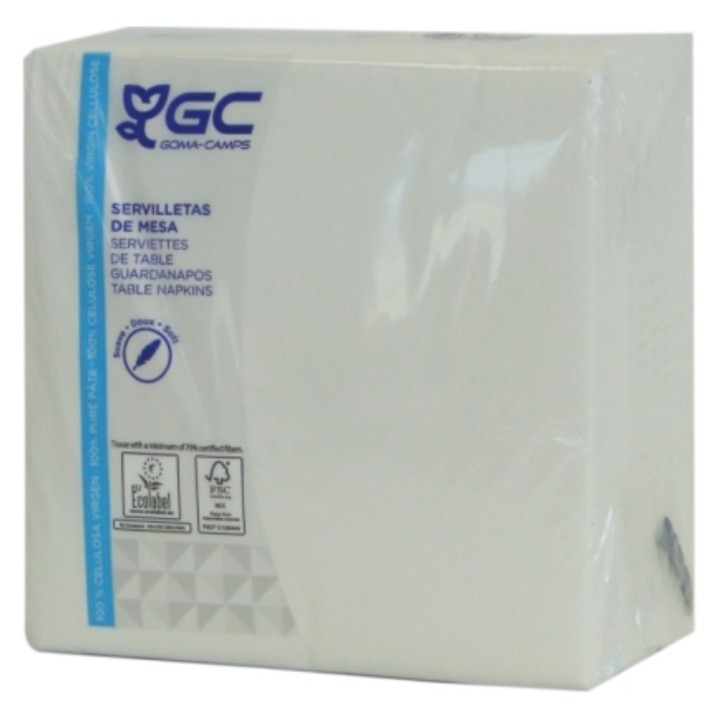 Servilleta 40x40 cm. 2 h. blanca (pq. 100 serv.)
