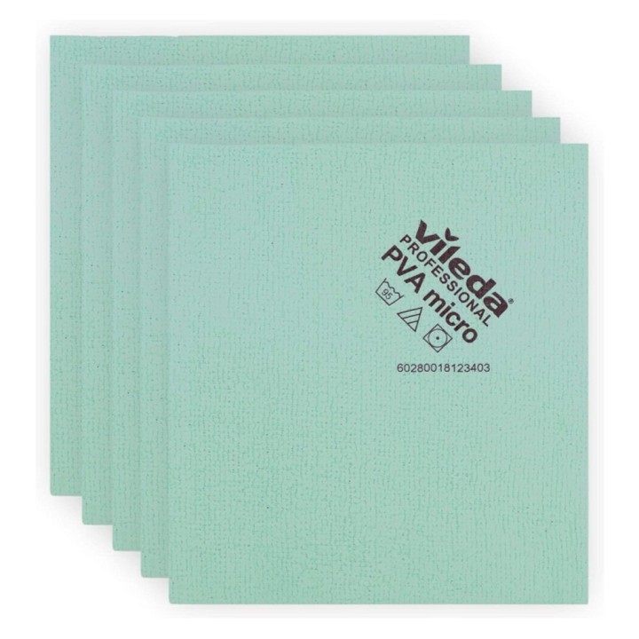 Bayeta PVA Micro vileda 38x35 cm.  verde (pq. 5 un.)