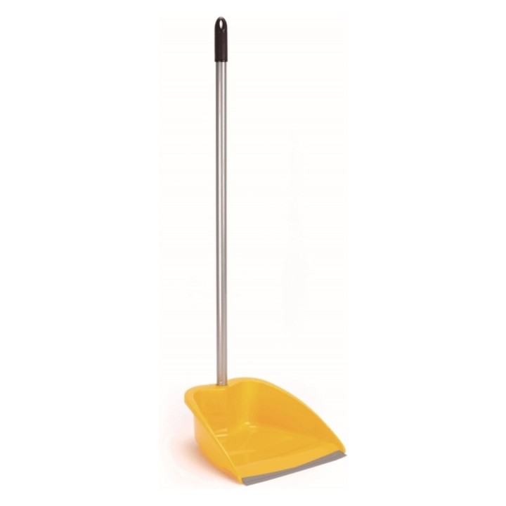 Recogedor reforzado c/mango y labio amarillo