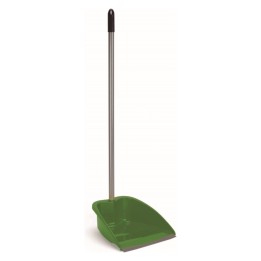 Recogedor reforzado c/mango y labio verde