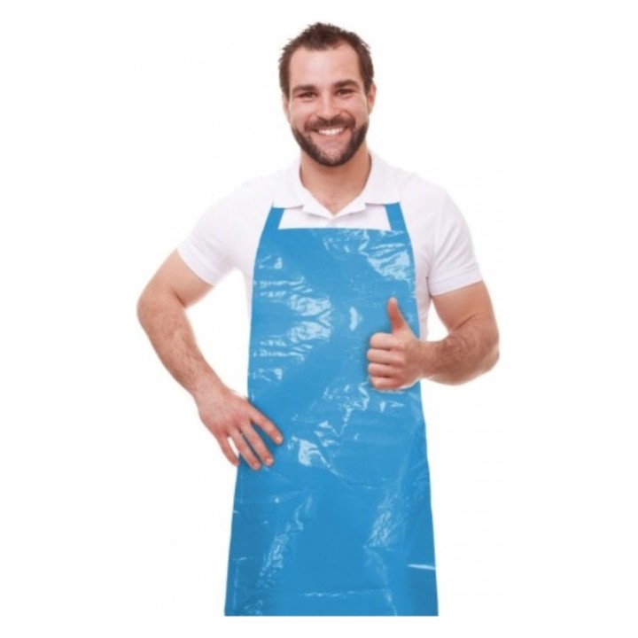 Delantal azul polietileno 76x120 cm. g-80 20 micras azul (pq. 100 un.)