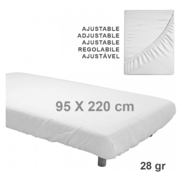 Sabana ajustable pp 95x220 cm.  15 g. blanco (cj. 100 un.)