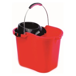 Cubo fregar rojo rect. c/asa metálica/escurridor negro 14 l.  (1 un.)