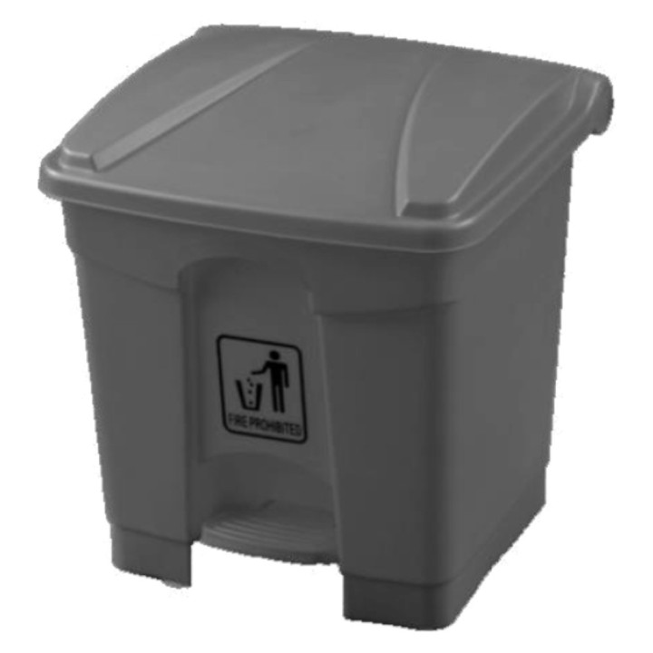 Cubo basura c/tapa y pedal plástico 30 l. gris