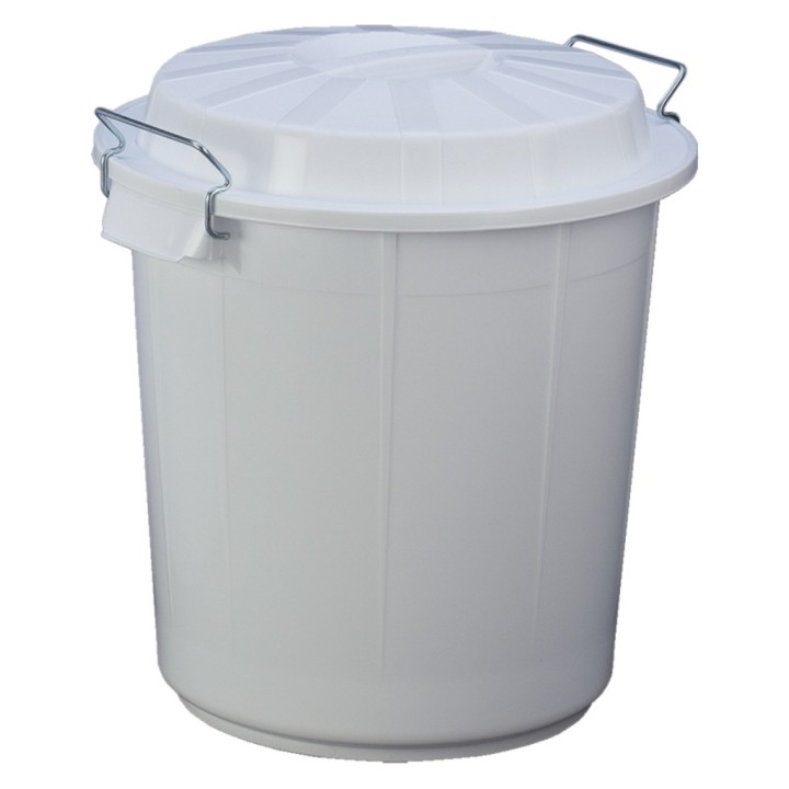 Cubo industrial redondo c/tapa uso alimentario 50 l. blanco