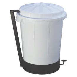 Cubo basura Goliat c/pedal y bastidor metálico 70 l. blanco