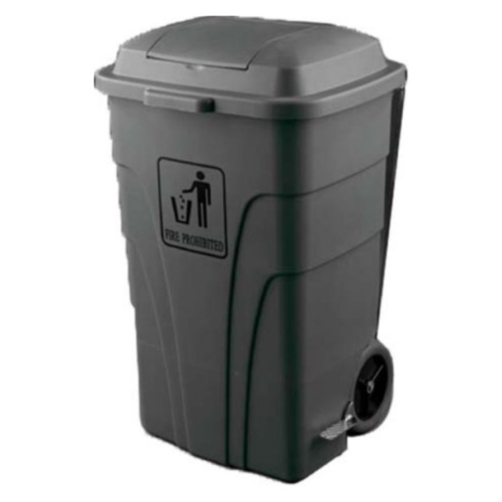 Contenedor c/ruedas y pedal Fire Proh plástico 120 l. gris