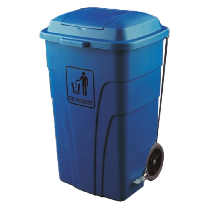 Contenedor c/ruedas y pedal Fire Proh plástico 120 l. azul