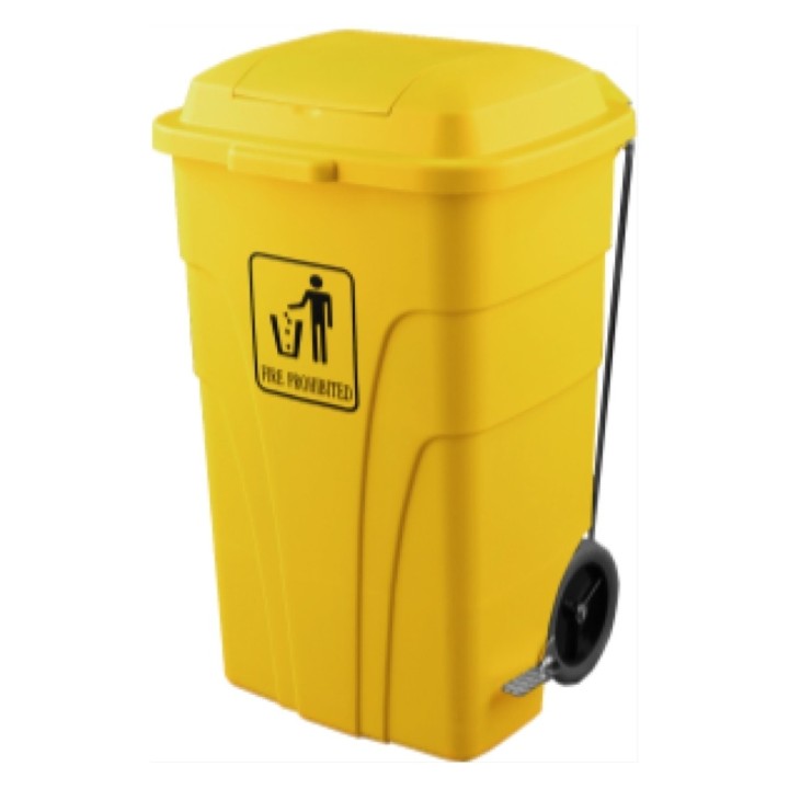 Contenedor c/ruedas y pedal Fire Proh plástico 120 l. amarillo