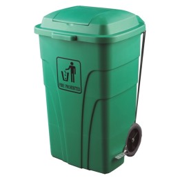 Contenedor c/ruedas y pedal Fire Proh plástico 120 l. verde
