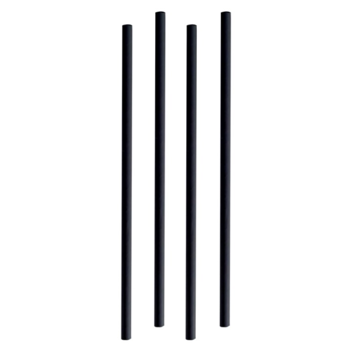 Caña Recta papel biodegradable 200x6 mm.  negro (pq. 1000 un.)