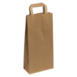 Bolsa portabotellas asas plana kraft 18+9x37 cm.  (pq. 100 un.)