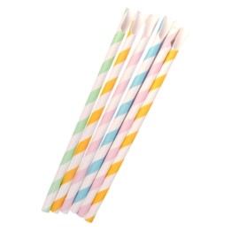 Caña Recta papel biodegradable 200x8 mm.  colores (pq. 100 un.)