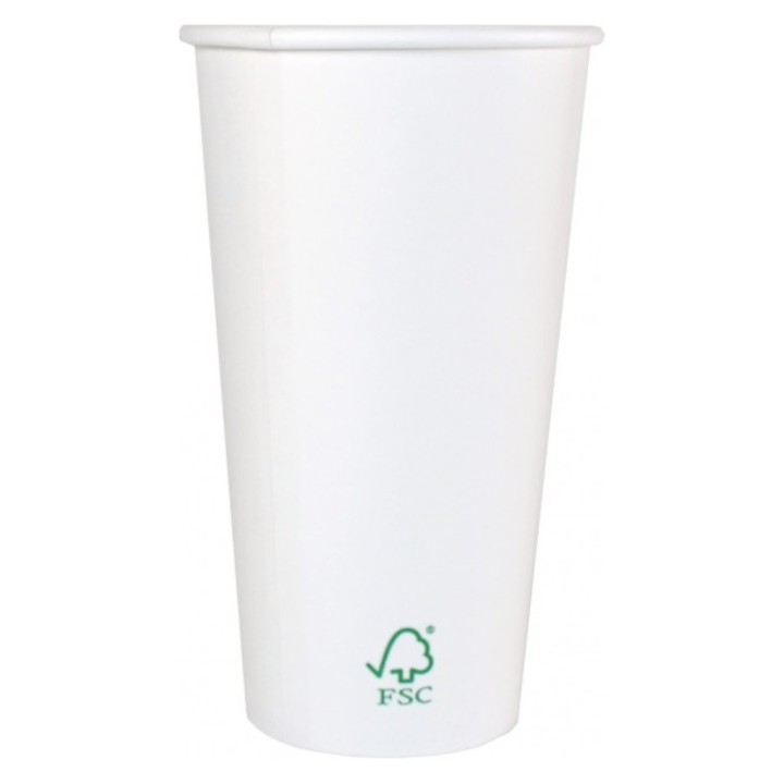 Vaso cartón 600 cc. blanco (pq. 20 un.)