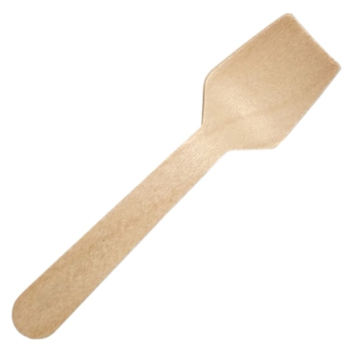 Cucharilla helados tacto agradable madera 9,5 cm.  (pq. 100 un.)