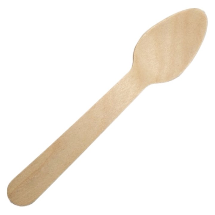 Cucharilla postre tacto agradable madera 125 mm.  (pq. 100 un.)