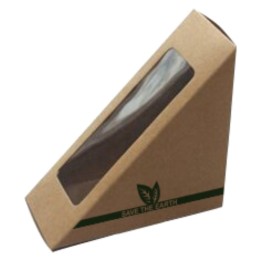 Caja Sandwich c/vent. kraft 123x123x72 mm.  (pq. 50 recip.)