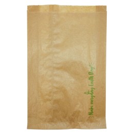 Bolsa papel letras verdes kraft 17+7x32 cm.  (pq. 1000 un.)