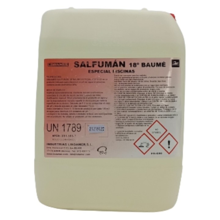 Ácido clorhídrico 18° Bé (Salfumán) Lindamer (gf. 12 kg.)