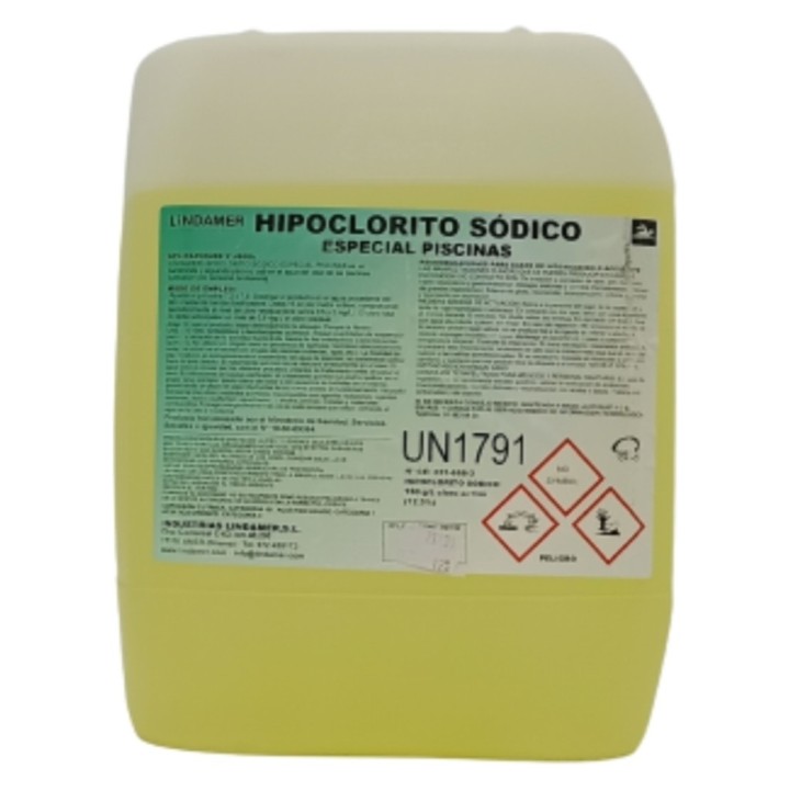 Hipoclorito sódico piscinas (150 gr./l.) lindamer  (gf. 12 kg.)