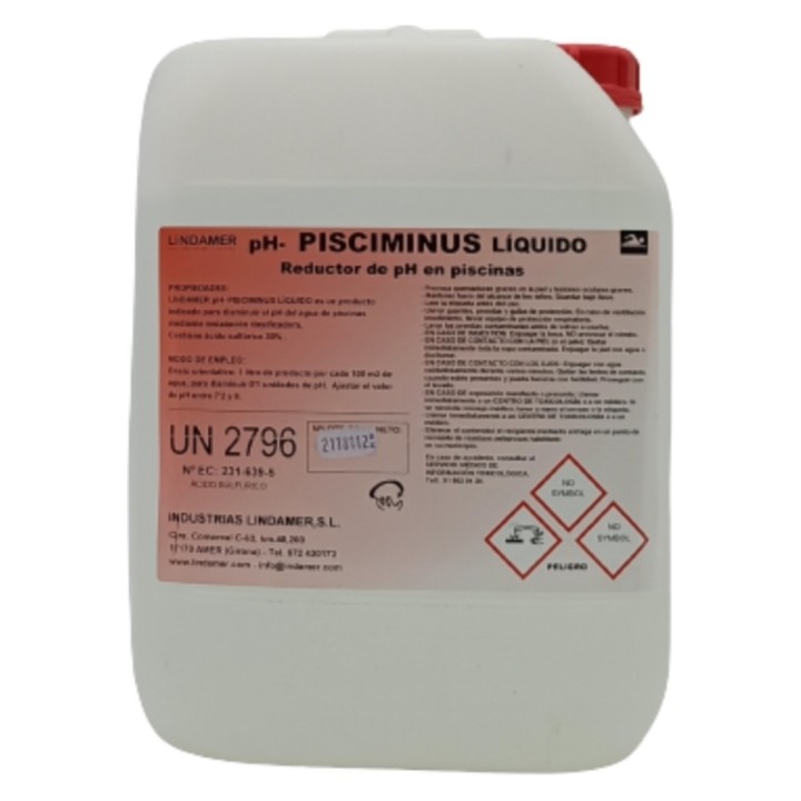 Líquido reductor PH piscinas Pisciminus (Lindamer) (gf. 12 kg.)