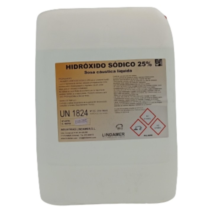 Sosa cáustica líquido concentrado 25% Lindamer (gf. 25 kg.)