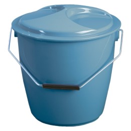Cubo basura c/tapa y asa metálica 16 l. azul