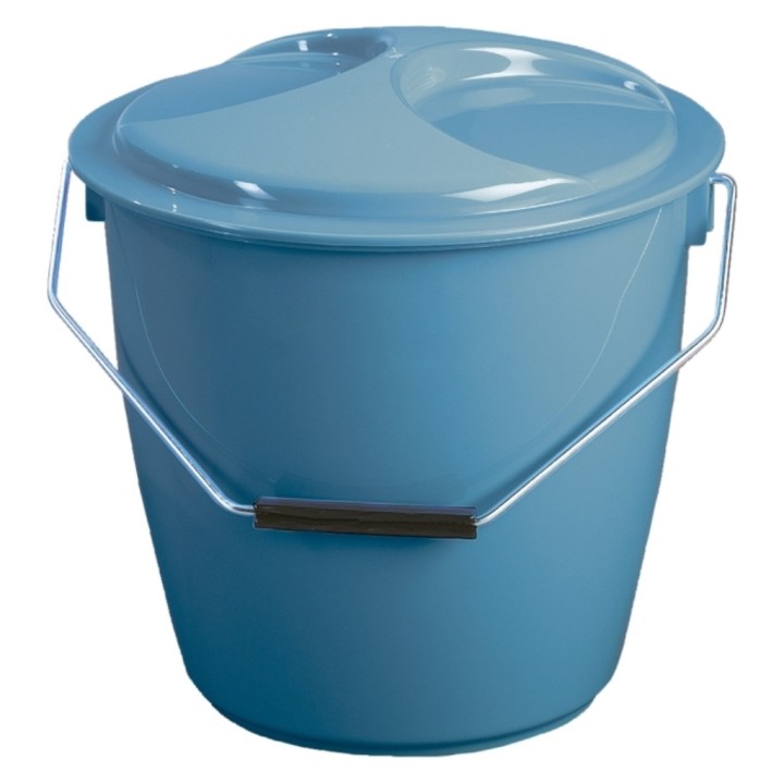 Cubo basura c/tapa y asa metálica 16 l. azul
