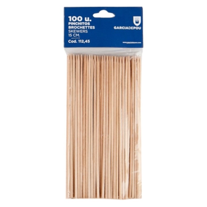 Pinchos Brochette madera 15 cm.  (pq. 100 un.)