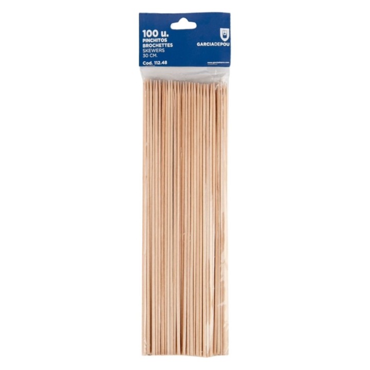 Pinchos Brochette Extra madera 30 cm.  (pq. 100 un.)