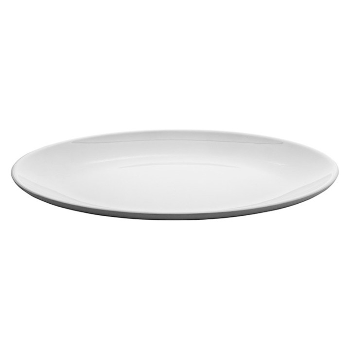 Plato ovalado melamina 23x16 cm.  blanco (cj. 6 pq. 12 un.)