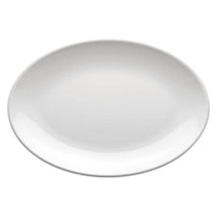 Plato ovalado melamina 23x16 cm.  blanco (cj. 6 pq. 12 un.)