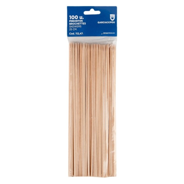 Pinchos Brochette madera 25 cm.  (pq. 100 un.)