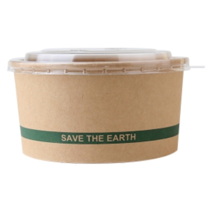 Ensaladera kraft+tapa pet 145x75 mm. 1000 ml.  (pq. 25 recip.)