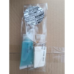 Kit bienvenida gel 20g-champú20g-jabon10g-set dental (cj. 50 un.)