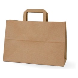 Bolsa asa plana kraft 32+22x26 cm. 90 g. (cj. 5 pq. 50 un.)