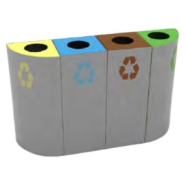 Papelera punto verde 3 Bocas 90x30x75 cm. 175 l.  azul/marrón/amarillo (1 un.)
