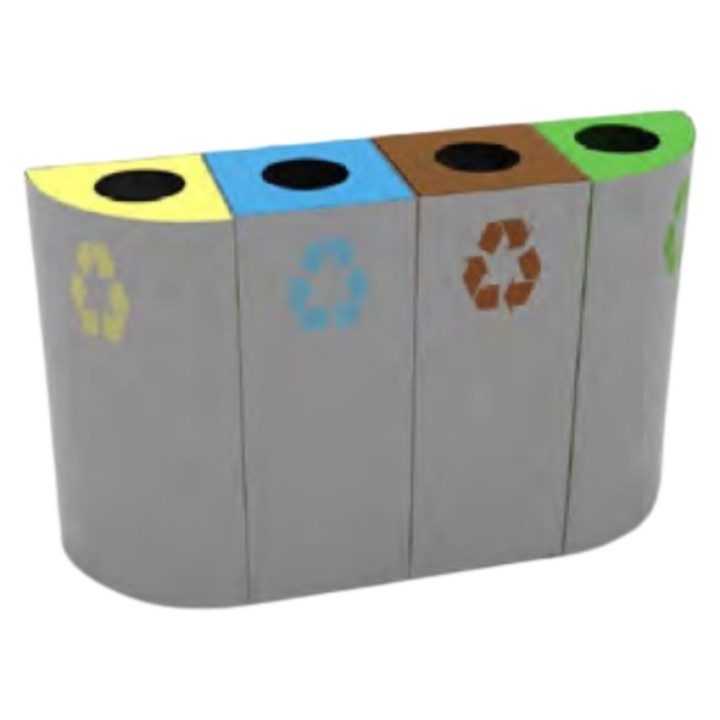Papelera punto verde 3 Bocas 90x30x75 cm. 175 l.  azul/marrón/amarillo (1 un.)