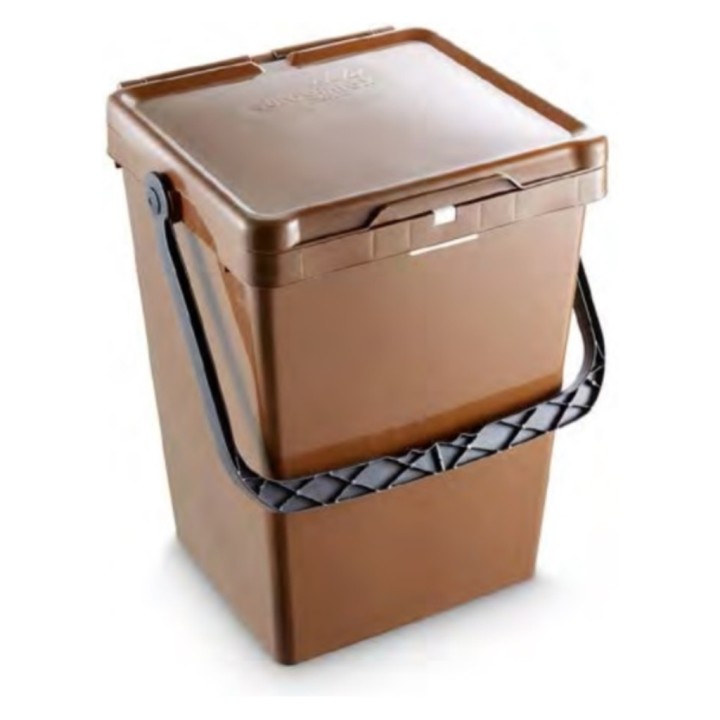 Cubo Reciclaje Con Asa y Tapa 10 l.  marrón (1 un.)