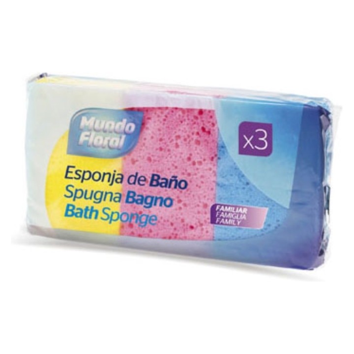 Esponja Baño Mundo Floral 7.5x13x3.5 cm.  (pq. 3 un.)