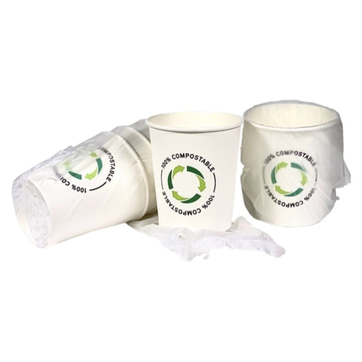 Vaso Funda Individual PLA 7oz cartón 210 ml.  (cj. 500 un.)