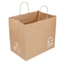 Bolsa Papel Natural Con Asas kraft 36+21x33,5 cm.  (cj. 250 un.)