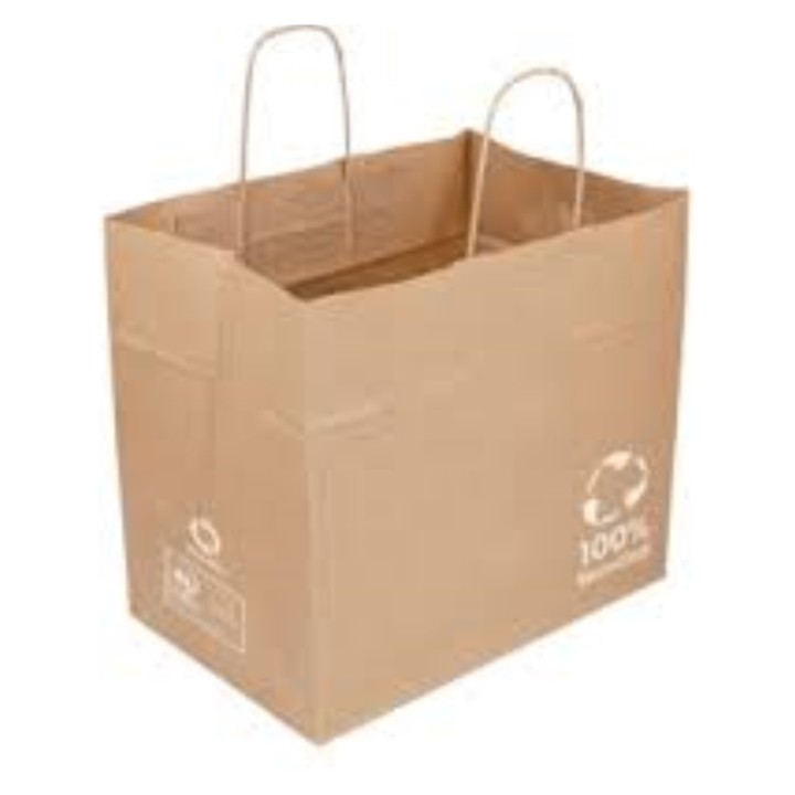 Bolsa Papel Natural Con Asas kraft 36+21x33,5 cm.  (cj. 250 un.)