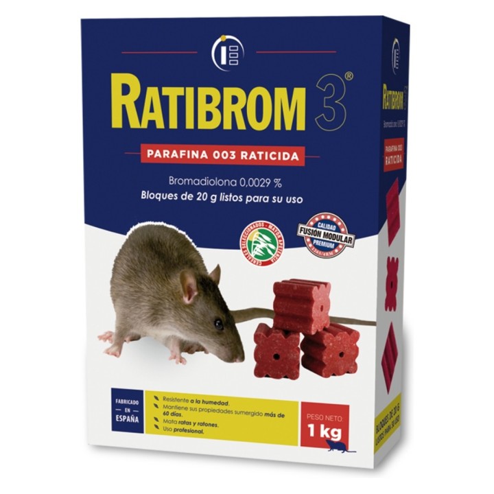 Raticida bloq. 20 g. Ratibrom-3 (pq. 10 un. 20 g.)