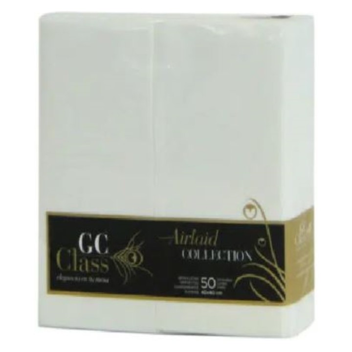 Servilleta GC Class 40x40 cm.  1 h. blanco (cj. 12 pq. 50 serv.)