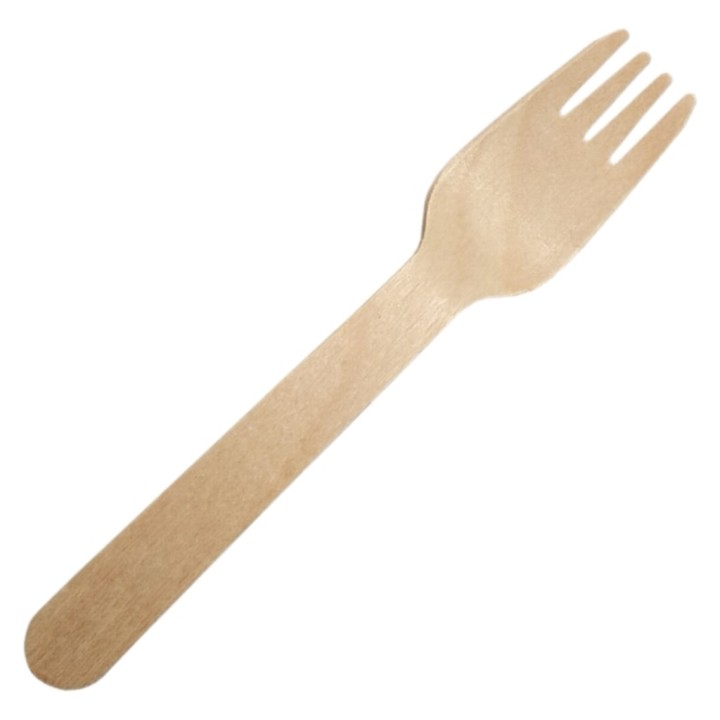 Tenedor tacto agradable madera 16 cm.  (pq. 100 un.)